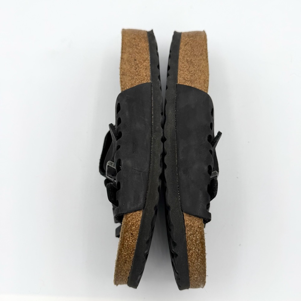 Birkenstock Granada two strap sandals black leather adjustable buckle comfy - Picture 7 of 9